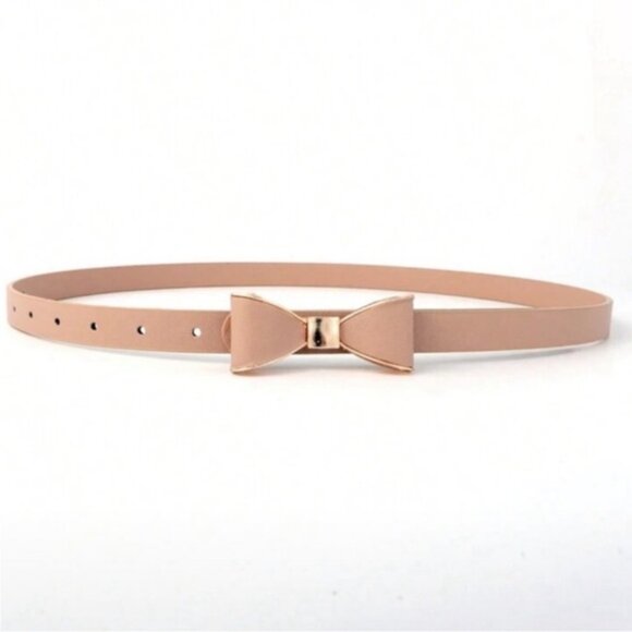 New! Tan Leather Bow Belt (One Size) NWOT - Picture 1 of 1
